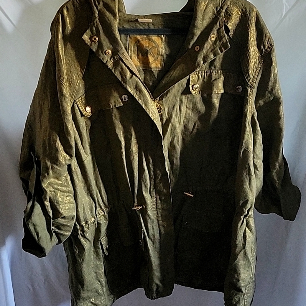 Michael Kors 3X golden green zip front jacket